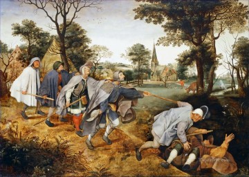  pie Pintura al %C3%B3leo - La parábola del ciego guiando al ciego campesino renacentista flamenco Pieter Bruegel el Viejo
